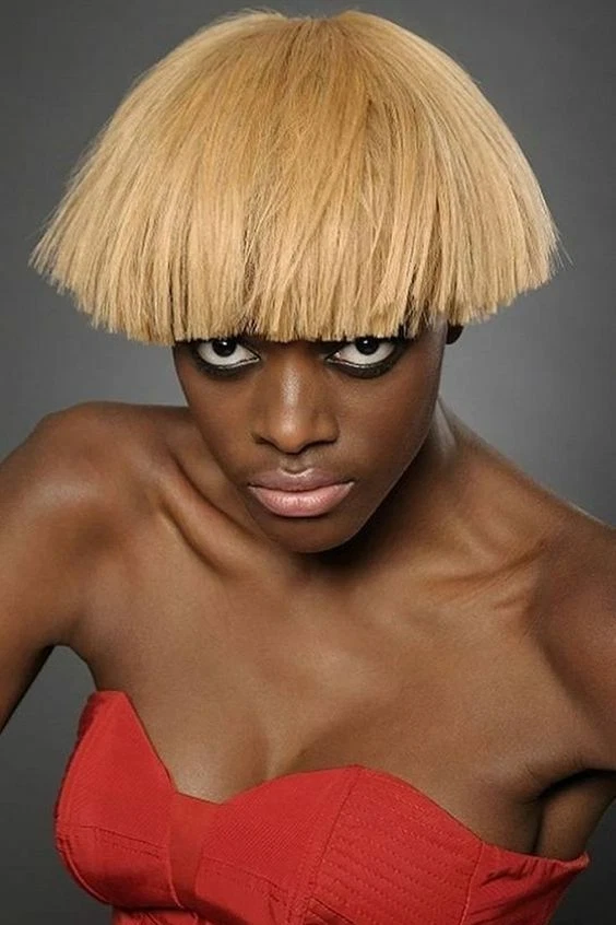 Short Straight Synthetic Wigs Blonde Green Mushroom Head Wig Bowl