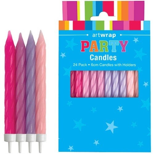 Pink Purple Spiral Cake Candles with Holders 6cm (Pk 24) - Picture 1 of 1