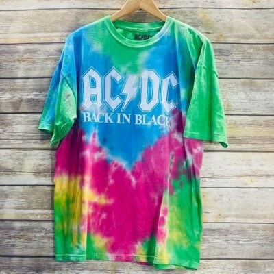 ACDC Back In Black Hells Bells Tie Dye Tee Size 2X