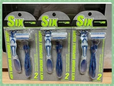 SIX BLADE  3 Twin Packs of Assured SIX Superior Razor Men's Disposable Razors(6