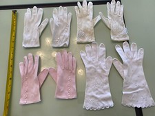 Vintage ladies Gloves Some with Mother of Pearl Another has plastic bead design