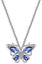 925 Sterling Silver Butterfly Birthstone Necklace For Women Crystal Jewelry Gift