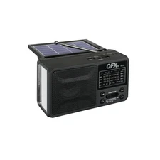QFX R-37 3-In-1 Rechargeable AM/FM/SW1-SW4 6-Band Solar Radio +Flashlight+USB/SD