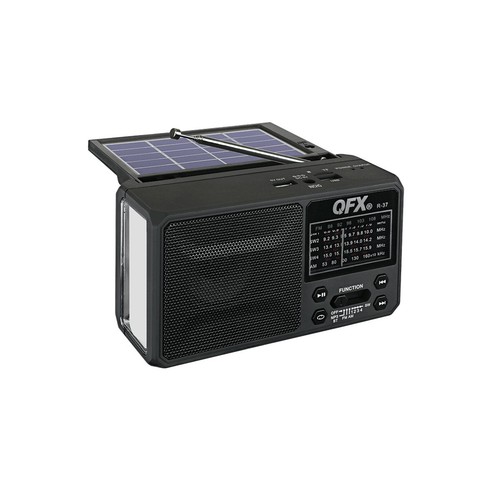 QFX R-37 3-In-1 Rechargeable AM/FM/SW1-SW4 6-Band Solar Radio ...