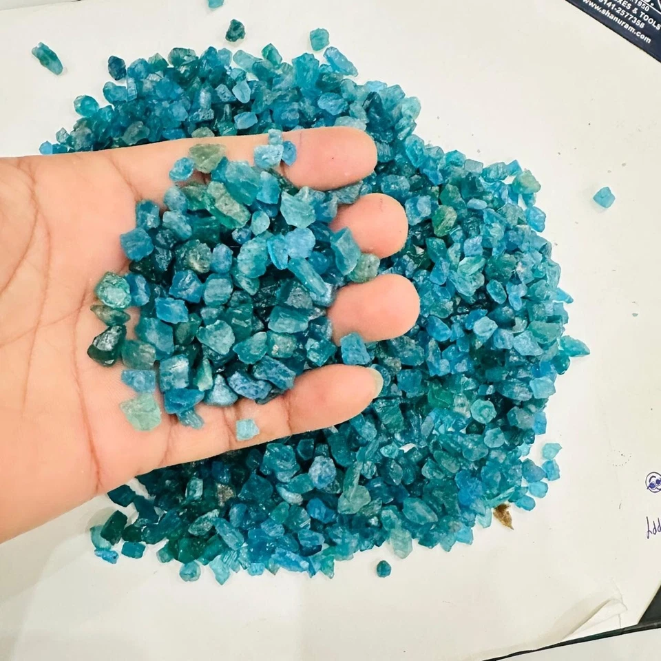 Lote de piedras preciosas sueltas ásperas fila azul apatita natural Madagascar (tamaño 5-12 mm) Foto 4 de 4
