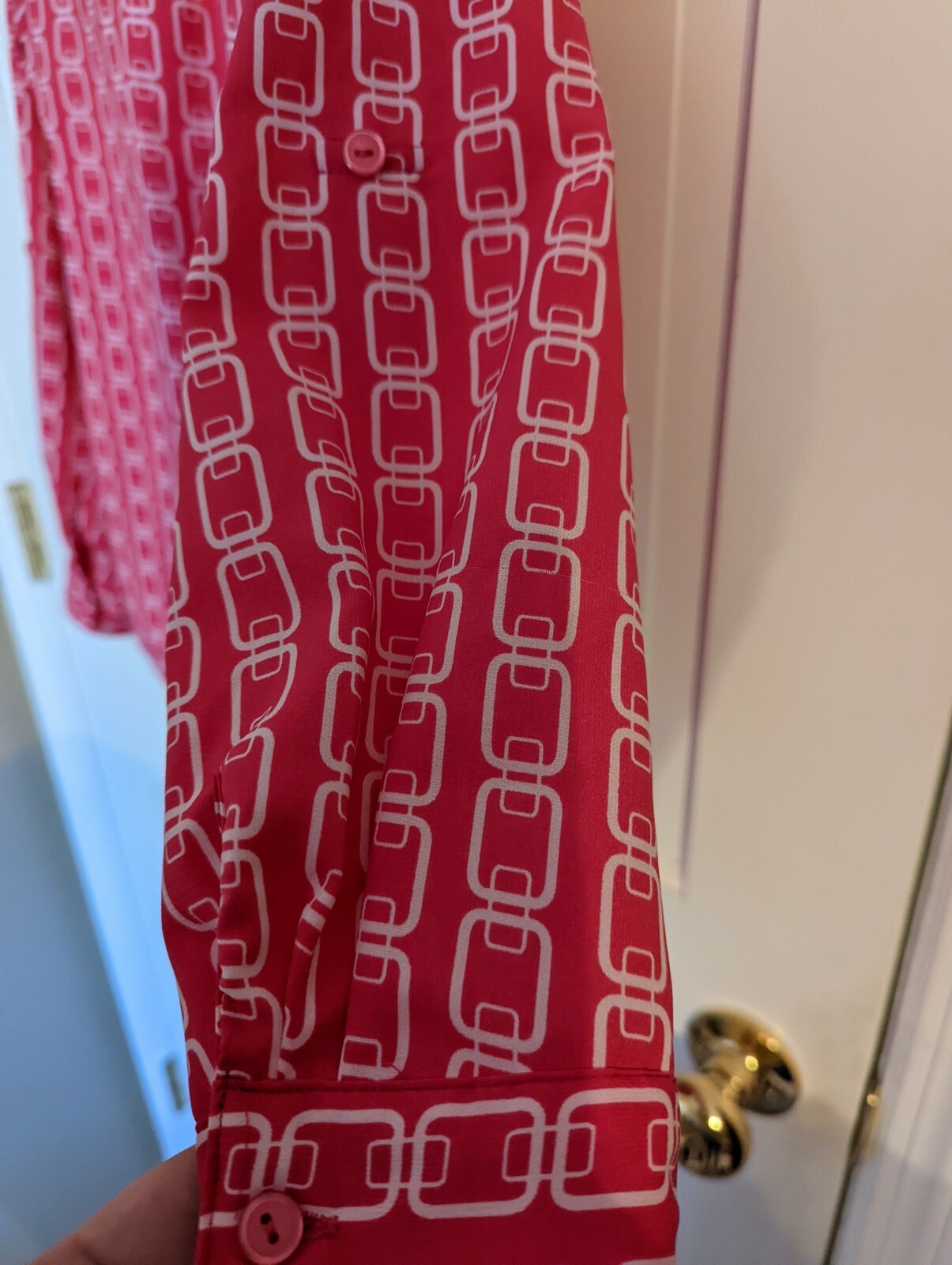 Notations Bright Pink Chain Link Button-Down Blou… - image 7