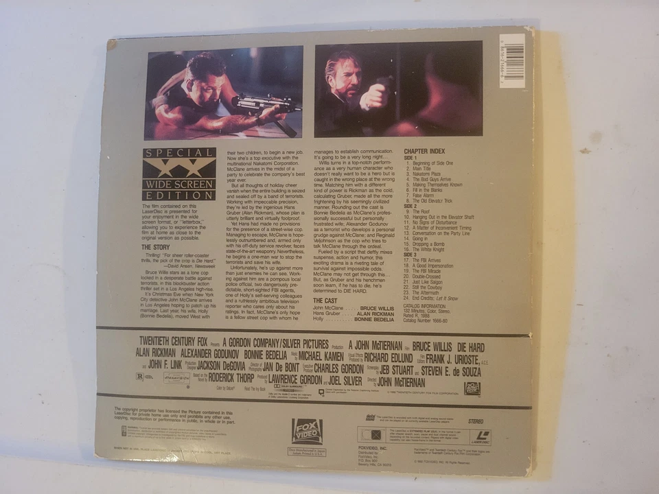 1989 LaserDisc Die Hard Laserdisc Widescreen EP Bruce Willis Very Good Classic! - Image 4 of 4