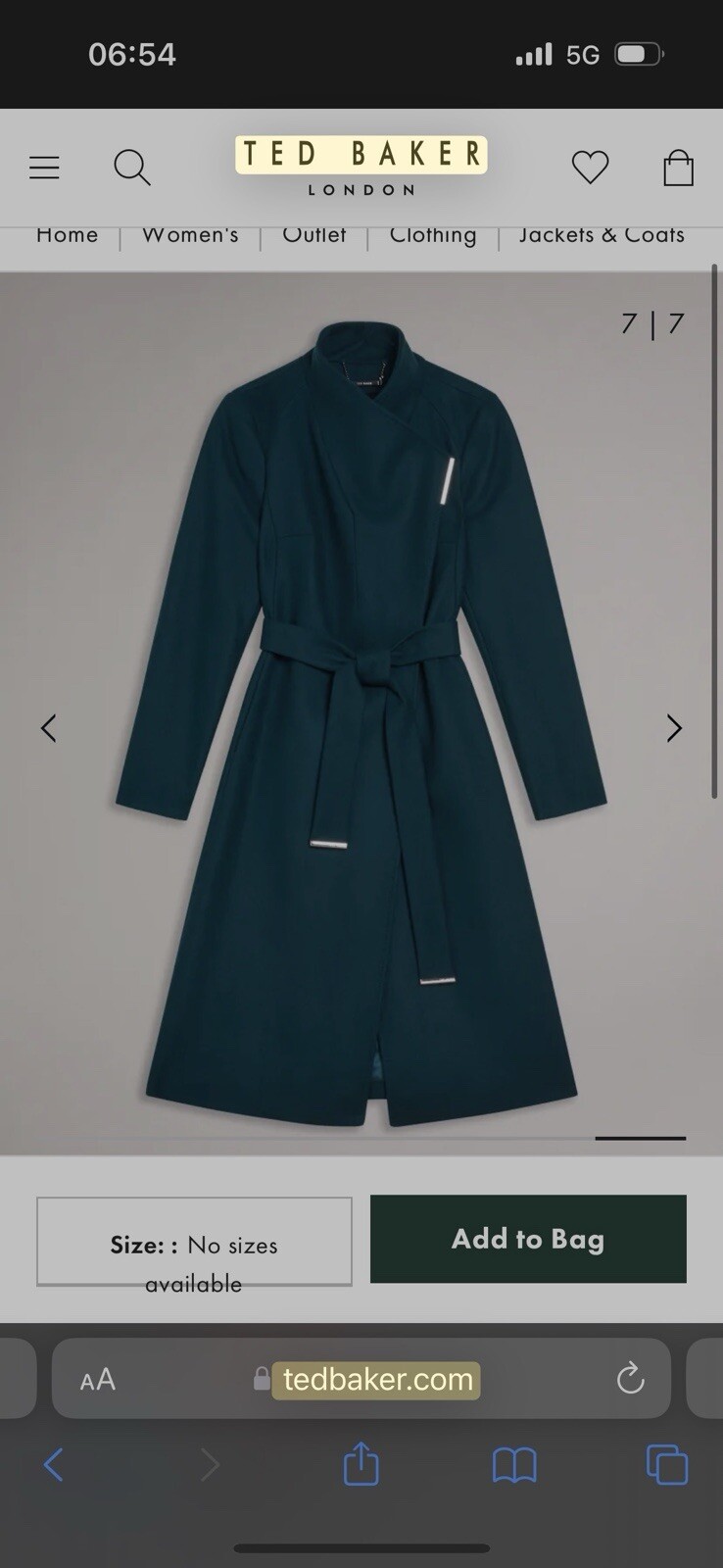 Ted Baker Sandra Dark Teal Wool Long Coat TB1 image 6