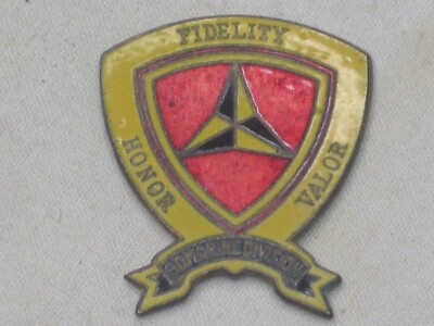 vintage HONOR FIDELITY VALOR 3D MARINE DIVISIONS metal emblem small ornament