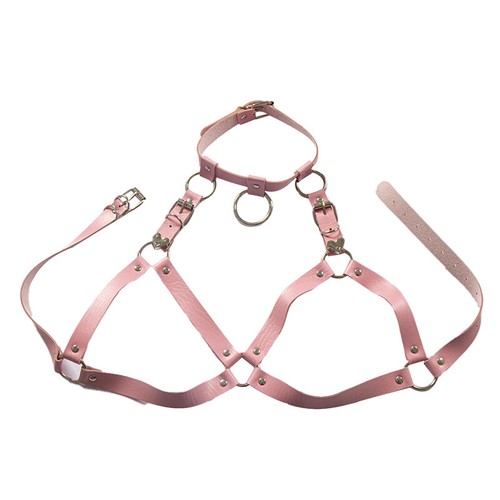 Body donna bondage gabbia imbracatura cintura petto seno lingerie CATENA OPZIONALE - Foto 9 di 12