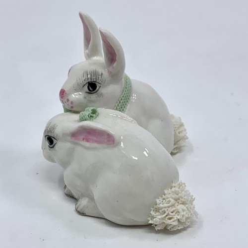 VTG Irish Dresden Ireland Rabbit Bunny Porcelain Figurine Ribbon Lace Tail w Box - Picture 4 of 11