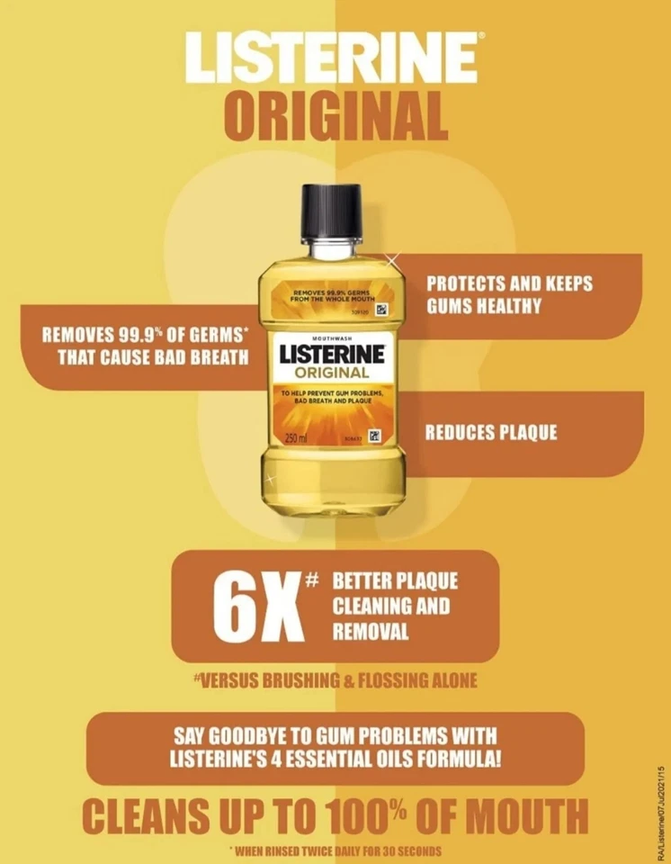 Acquista 2 Ottieni 1 Gratis - 500ml LISTERINE Collutorio Originale Problema Gengive Alito Cattivo  - Immagine 4 di 4