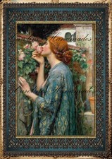 JW Waterhouse Lady  Rose B Designer Cotton Fabric Quilt Block Multi-size