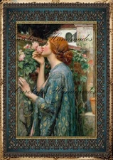 JW Waterhouse Lady & Rose B Designer Cotton Fabric Quilt Block Multi-size