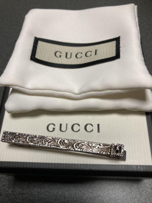 Gucci Tie Bar Tie Clip Silver Color Square G Logo made in Italy