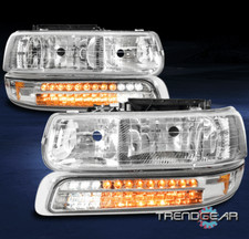 For 1999-02 Chevy Silverado2000-06 Suburban Headlightsled Bumper Lights Chrome