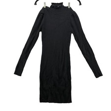 NWT Hooked Up By IOT Sweater Dress Womens M Black Mock Neck Ribbed Bodycon