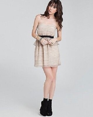 BCBGeneration Peplum Tube Women's Dress Beige : 6