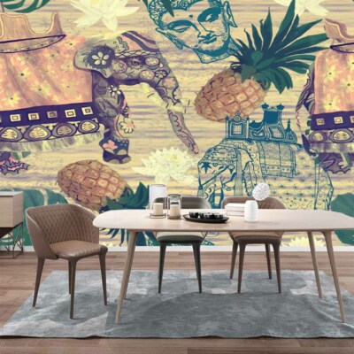 Pineapple Elephant Full Wall Mural Photo Wallpaper Printing 3D Decor Kid Home