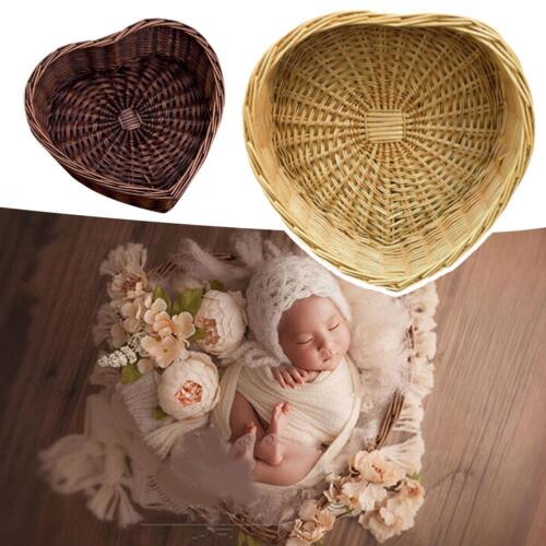 Baby Studio Photography Props Rattan Weave Heart Shape Case.'' Box Basket Z7U6 - Afbeelding 1 van 11