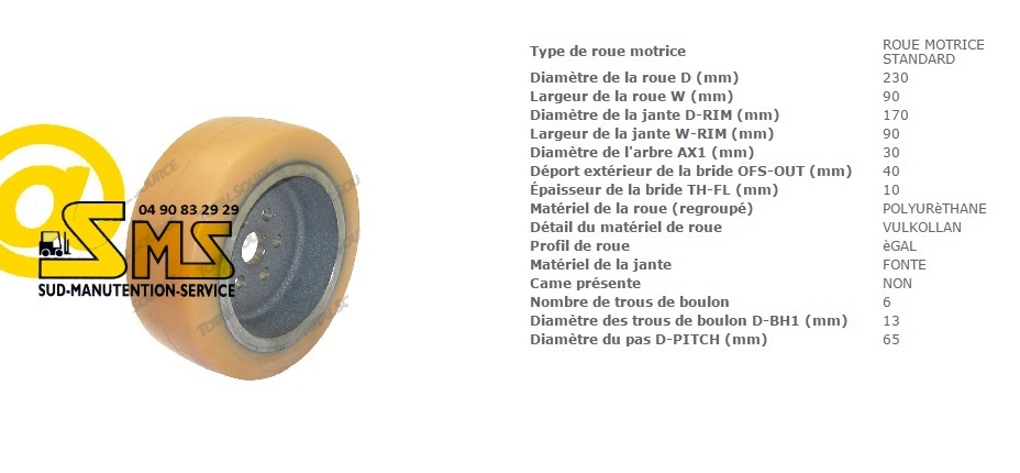 Roue motrice Linde Fenwick T20X Vulkollan 230 90 bandage galet 0039902320