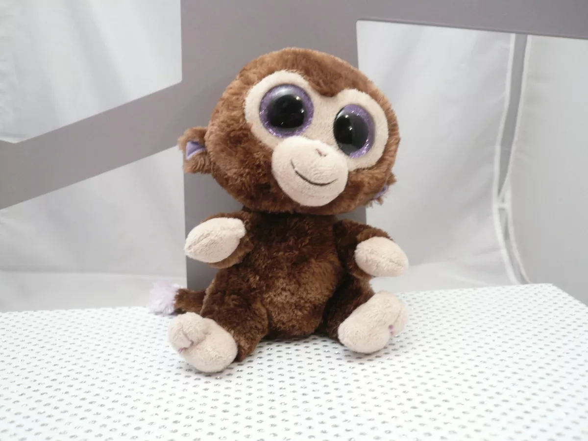 TY petite peluche singe marron à gros yeux fourrure 20 cm env