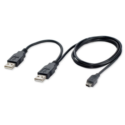Dual two A type USB2.0  Male to Mini 5-Pin male Y Cable,for Hard Disk Drive Case