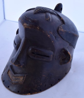 Vintage Kuba tribe superior wood carving African full mask huge big, sculpture