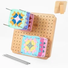 7.8" Crochet Blocking Board with 15 Pegs/Pins for Crochet Projects Accessories