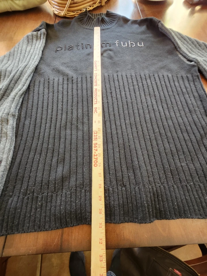 VINTAGE Platinum Fubu Sweater Mens XXXL Black/Gray Hip Hop - Image 3 of 4