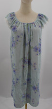 Vintage Sears Nightgown Womens Small Blue Floral Nylon Sleeveless Lace 1960s