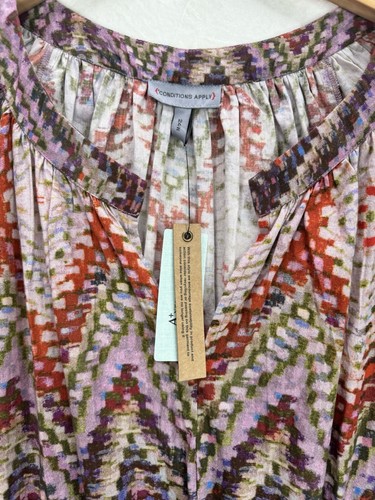 Anthropologie Conditions Apply Women's Puff Sleeve Geo Ruffle Tier Midi Size 24 - Picture 8 of 12