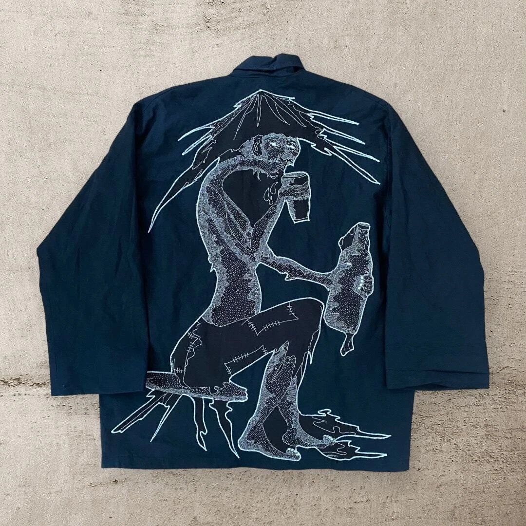 UNDERCOVER Giacca d'arte vintage David Martin cappotto stile sotto copertura ricamato taglia large