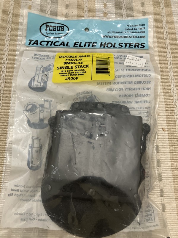 Fobus Tactile Elite Holsters Double Mag Pouch 9mm/.45 Single Stack