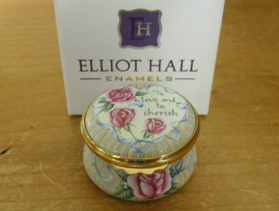 Unikat in Schachtel (1/1) Elliot Hall Emaille ''To Love & To Cherish'' Rosen Box - 1 3/4''