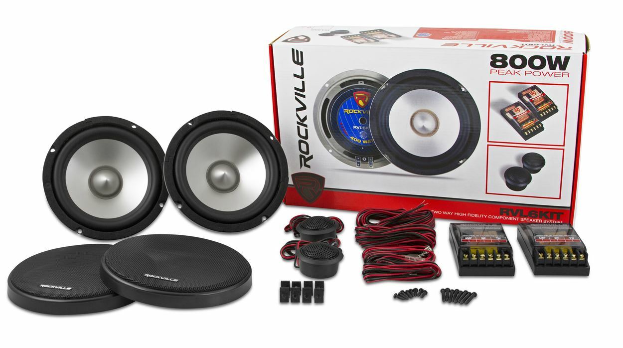 Rockville RVL6KIT 65 800 ВтПара Компонентных автомобильных аудиодинамиков с алюминиевым конусом