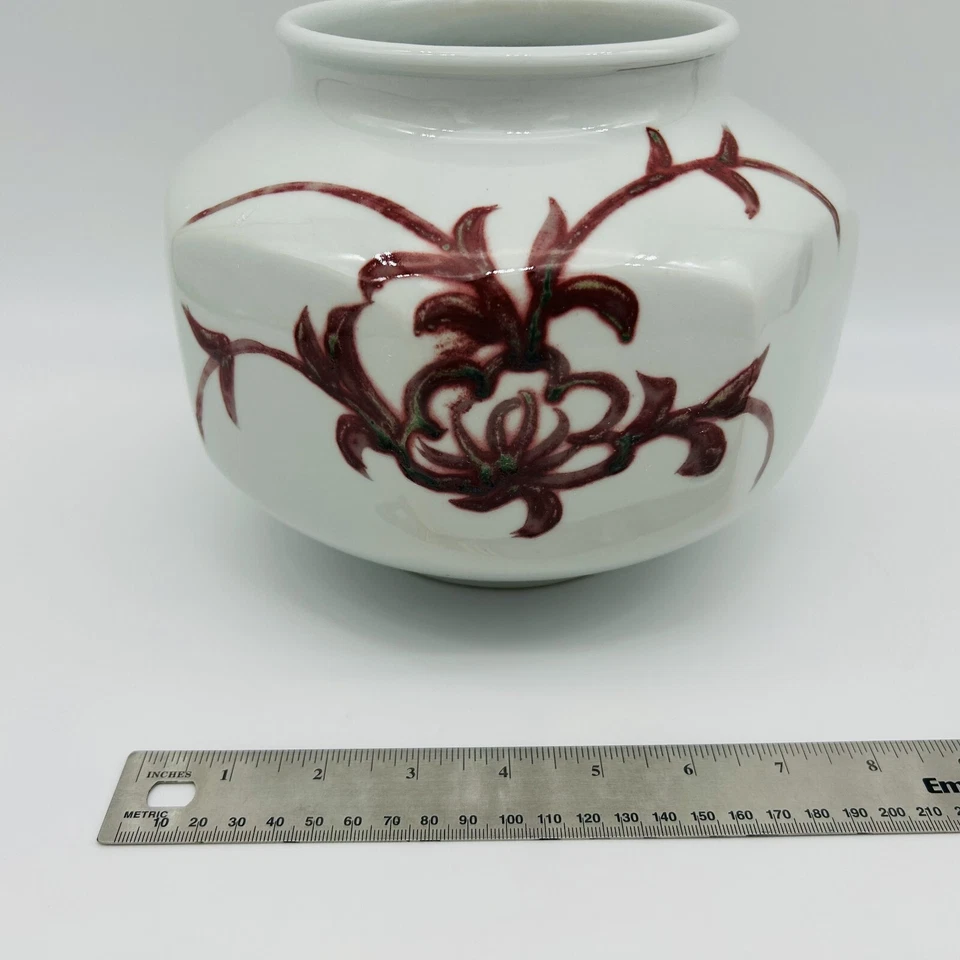 Jarrón chino antiguo porcelana hierro rojo dinastía Qing siglo XIX marca Jiaqing Foto 3 de 4