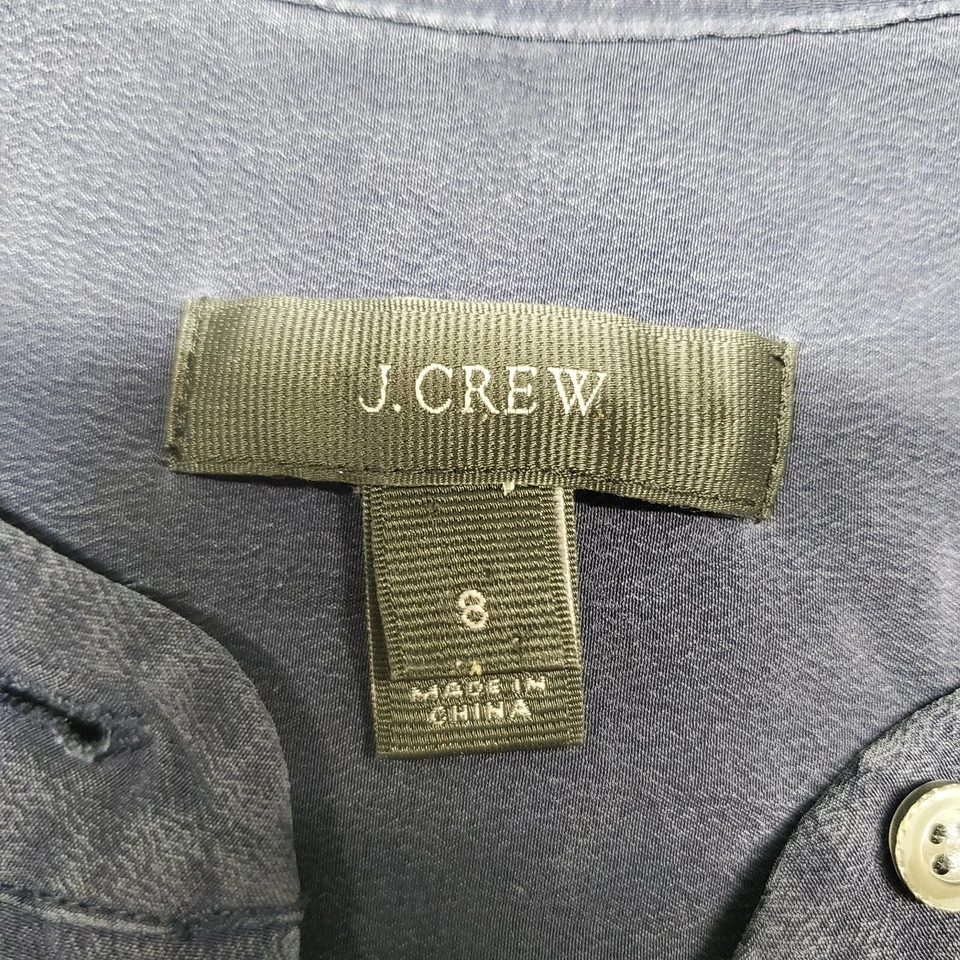 Mono para mujer J Crew 8 azul marino mezcla de seda volantes botón delantero F5571 Foto 3 de 4
