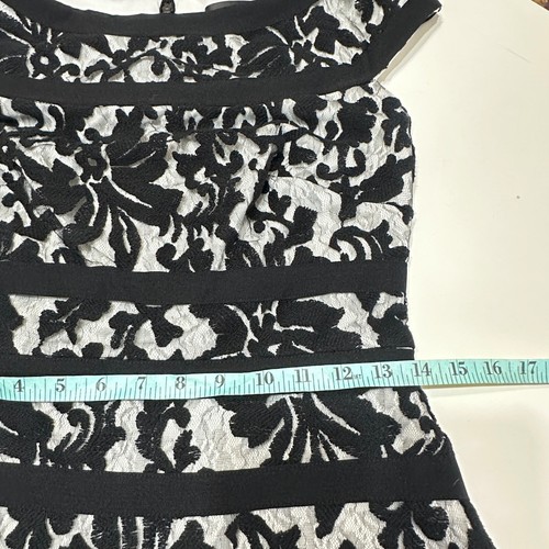 Tadashi Shoji Lace Overlay Sheath Dress Womens 8 Black Cocktail Party Feminine - Picture 14 of 15