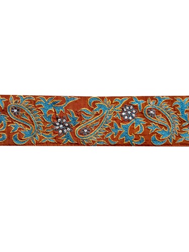 Vintage Indian Sari Border Sewing Embroidered Trim Ribbon Antique Lace DIY Home - Picture 2 of 8