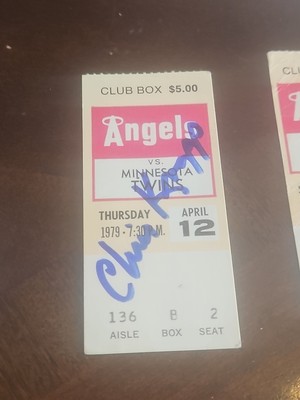 chris knapp signed ticket stub autographed winning pitcher game w win angels 79