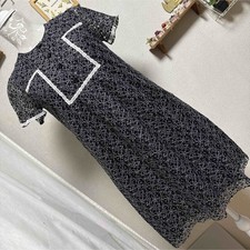 Anna Sui Lace Sheer Dress Short Sleeve Formal A-Line