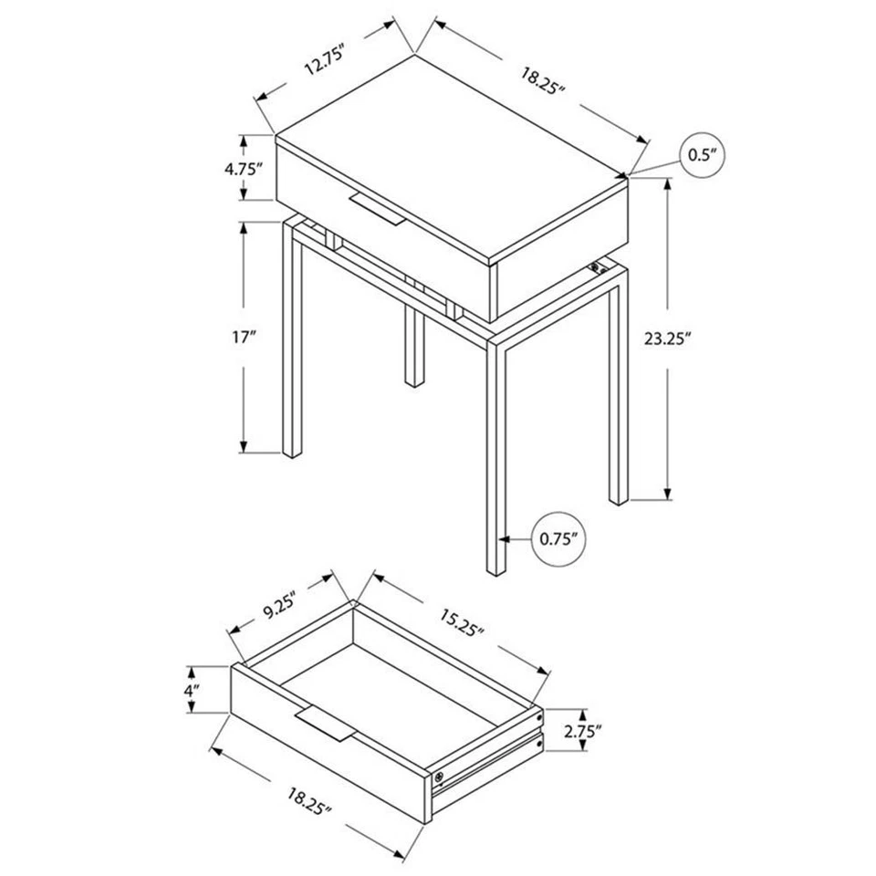 Accent Table Side End Nightstand Lamp Bedroom Metal Beige Marble Look - Image 4 of 4
