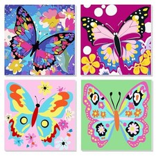 4 Pack Paint by Numbers Kit for Adults Beginner with Wooden Frame, butterfly