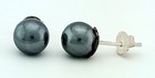 GENUINE 8 mm TAHITIAN PEARL STUD EARRINGS SOLID .925 SILVER - New With Tag — photo 3