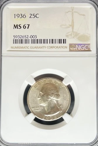 1936 Washington Quarter MS67 NGC (#PA5932652003)