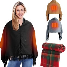 Heated Shawl Wearable Heating Blanket Zipper Electric Throw Wrap 3 Heating Level
