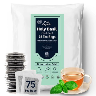 75 Holy Basil Tea Bags , Natural Pure Holy Basil Tulsi Tea , Herbal Tea