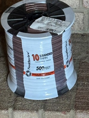 Southwire 500-ft 10-AWG Brown Stranded Copper Thhn Wire Roll 22980757