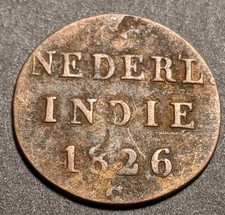 Antique 1826 Post Dutch East India Company Dutch East Indies ⅛ Stuiver Coin
